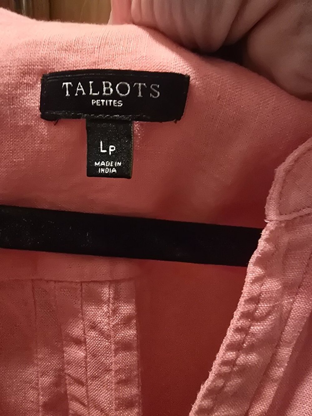 Talbots - coral linen blouse size large petite - Picture 2 of 5